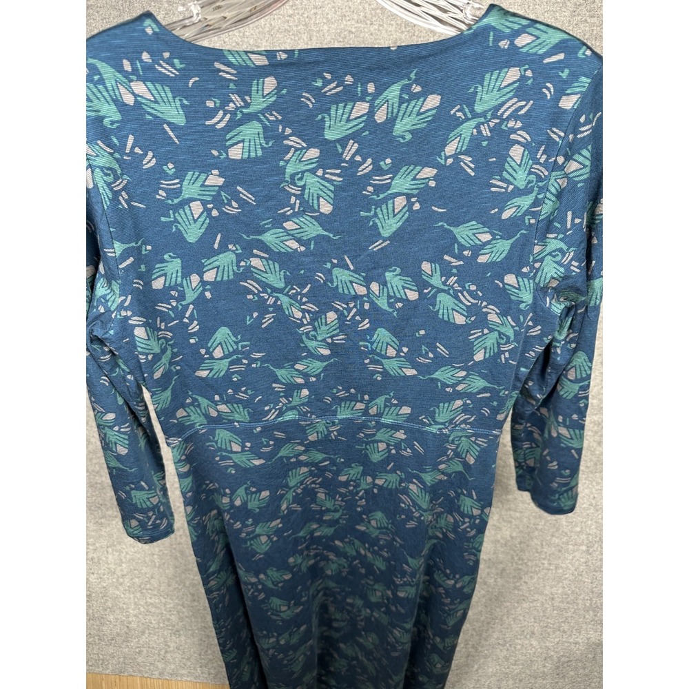 Toad & Co Small Dress Women Blue 3/4 Sleeve Floral V-Neck Organic Cotton Stretch - Picture 9 of 11